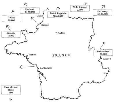 Map showing refugee routes.